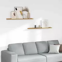Sieninė lentyna 2 pcs Smėlio 100 x 9 x 3 cm Apdirbta mediena