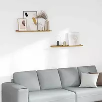 Sieninė lentyna 2 pcs Smėlio 80 x 9 x 3 cm Apdirbta mediena