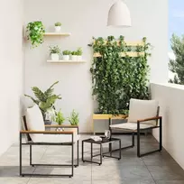 Lauko baldų komplektas Baldų komplektai su pagalve 3 pcs Bežė ir kreminė balta Ratanas