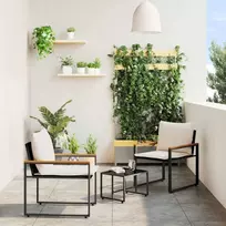 Lauko baldų komplektas Baldų komplektai 3 pcs Juoda ir kreminė balta Ratanas