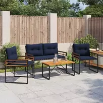 Lauko baldų komplektas su pagalve 4 pcs Tamsiai mėlyna