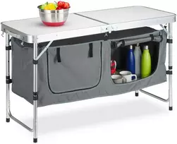 Relaxdays Stovyklavimo stalas 120x47x62 cm sidabrinis su laikymo vieta