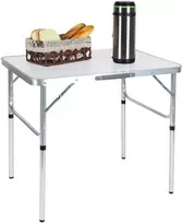 Relaxdays Stovyklavimo stalas, 70x75x55 cm, baltas, sulankstomas, reguliuojamas