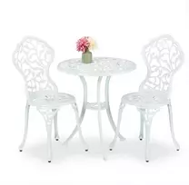 Lauko baldų komplektas Relaxdays Bistro komplektas, 65x61 cm, balta, lietas aliuminis
