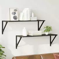 Sieninės lentynos 2 pcs Juodas ąžuolas 80 x 25 x 25,5 cm