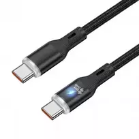 Spacetronik USB2.0 C tipo LED kabelis 60W silikoninis, juodas, 2m