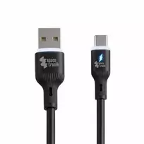 Spacetronik USB2.0 A-C LED kabelis 60W silikoninis, juodas, 1m