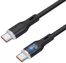 Spacetronik USB2.0 C tipo kabelis LED PD100W silikoninis, juodas, 2 m