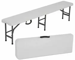 Sulankstomas lauko suolas Party, 182x30x42 cm, baltas