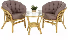 Lauko baldų komplektas Bahama 2+1, Honey / Cappuccino