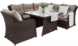 Lauko baldų komplektas Bergamo Corner su 1 foteliu, Brown Mat / Brown Melange