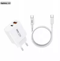 Įkroviklis Remax RP-U120 20W USB-C/USB-A + USB-C to USB-C cable 1.0m baltas