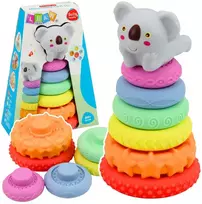 Lean Toys Sensorinė piramidė pastelinė 7 vnt.