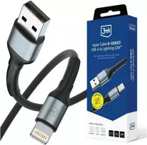 3Mk Protection 3mk Hyper Cable N-SERIES USB-A / Lightning 2m QC 3.0 5V/2.4A 12W - juodas