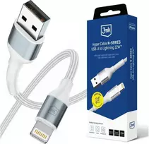 3Mk Protection 3mk Hyper Cable N-SERIES USB-A / Lightning 1m QC 3.0 5V/2.4A 12W - baltas