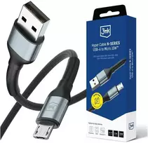 3Mk Protection 3mk Hyper Cable N-SERIES USB-A / MicroUSB 3m QC 3.0 5V/2A 10W - juodas