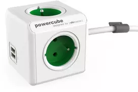 Allocacoc PowerCube Extended USB Žalias 1,5m cable (FR)