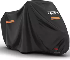 Favoto vandeniui atsparus motociklo uždangalas, 245 cm ilgis, UV apsauga, juodas-sidabrinis, Motorcycle-Cover-XXL