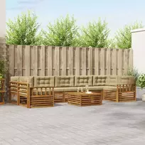 Lauko sofos komplektas su pagalve 8 pcs Natūralus ir bežinis
