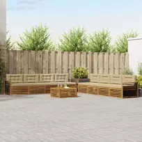 Lauko sofos komplektas su pagalve 9 pcs Natūralus ir bežinis