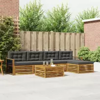 Lauko sofos komplektas su pagalve 6 pcs Natūralus ir antracitas