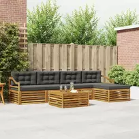 Lauko sofos komplektas 6 vnt. Natūralus ir antracitas
