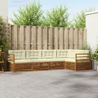 Lauko sofos komplektas su pagalve 5 pcs Natūralus ir grietinėlė