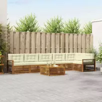Lauko sofos komplektas su pagalve 7 pcs Natūralus ir grietinėlė