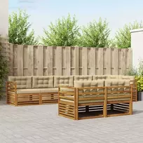 Lauko baldų komplektas Lauko sofos komplektas su pagalve 8 pcs Natūralus ir bežinis