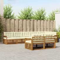 Lauko baldų komplektas Lauko sofos komplektas su pagalve 8 pcs Natūralus ir grietinėlė