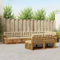 Lauko baldų komplektas Lauko sofos komplektas su pagalve 8 pcs Natūralus ir bežinis