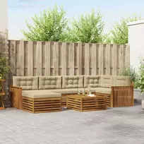 Lauko baldų komplektas Lauko sofos komplektas su pagalve 7 pcs Natūralus ir bežinis