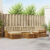 Lauko baldų komplektas Lauko sofos komplektas su pagalve 7 pcs Natūralus ir bežinis