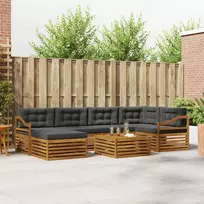 Lauko baldų komplektas Lauko sofos komplektas su pagalve 7 pcs Natūralus ir antracitas