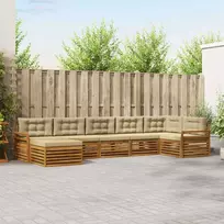 Lauko baldų komplektas Lauko sofos komplektas su pagalve 7 pcs Natūralus ir bežinis