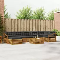 Lauko sofos komplektas su pagalve 8 pcs Natūralus ir antracitas