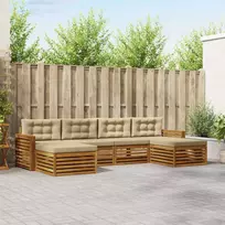 Lauko baldų komplektas Sofų komplektai su pagalve 6 pcs Natūralus ir bežinis