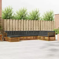 Lauko baldų komplektas Lauko sofos komplektas su pagalve 8 pcs Natūralus ir antracitas