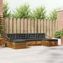 Lauko baldų komplektas Sofų komplektai su pagalve 6 pcs Natūralus ir antracitas