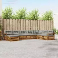 Lauko baldų komplektas Lauko sofos komplektas 8 pcs Natūrali ir šviesiai pilka