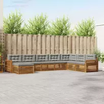 Lauko baldų komplektas Lauko sofos komplektas 8 pcs Natūrali ir šviesiai pilka