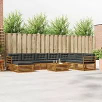 Lauko sofos komplektas su pagalve 9 pcs Natūralus ir antracitas