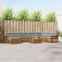 Lauko sofos komplektas 9 pcs Natūrali ir šviesiai pilka