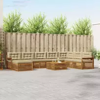 Lauko baldų komplektas Lauko sofos komplektas su pagalve 9 pcs Natūralus ir bežinis