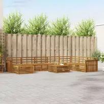 Lauko baldų komplektas Lauko sofos komplektas 9 pcs Natūrali Kietos akacijos mediena