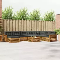 Lauko sofos komplektas su pagalve 9 pcs Natūralus ir antracitas