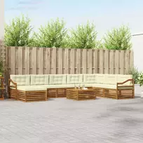Lauko sofos komplektas su pagalve 9 pcs Natūralus ir grietinėlė