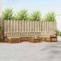 Lauko sofos komplektas su pagalve 9 pcs Natūralus ir bežinis