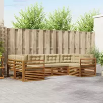 Lauko baldų komplektas Lauko sofos komplektas su pagalve 6 pcs Natūralus ir bežinis