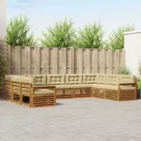 Lauko baldų komplektas Lauko sofos komplektas su pagalve 9 pcs Natūralus ir bežinis